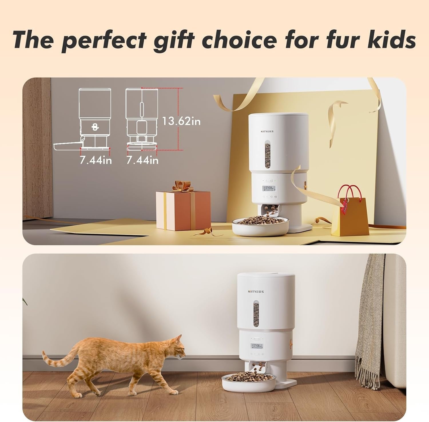 Automatic Cat Feeder 5L Timed Food Dispenser 6 Meals Voice Recorder