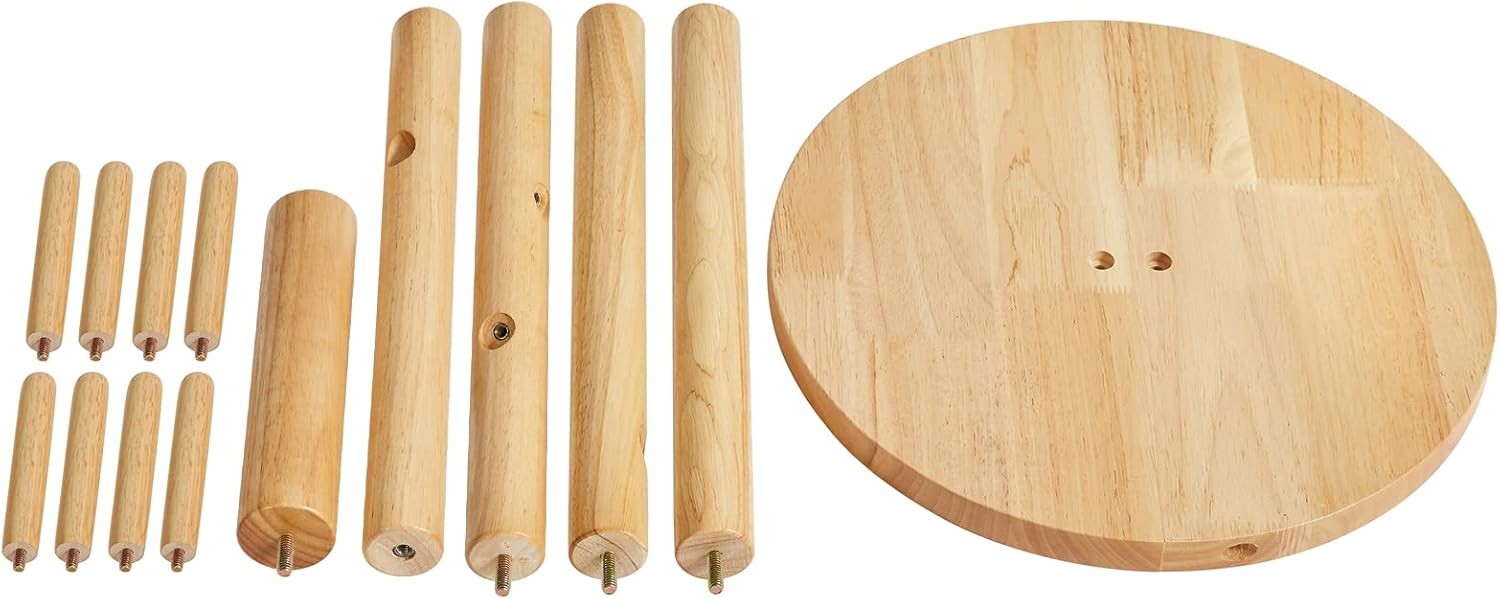 Natural Wooden Coat Rack Stand | 8 Hooks Round Base Hall Tree for Coats Hats
