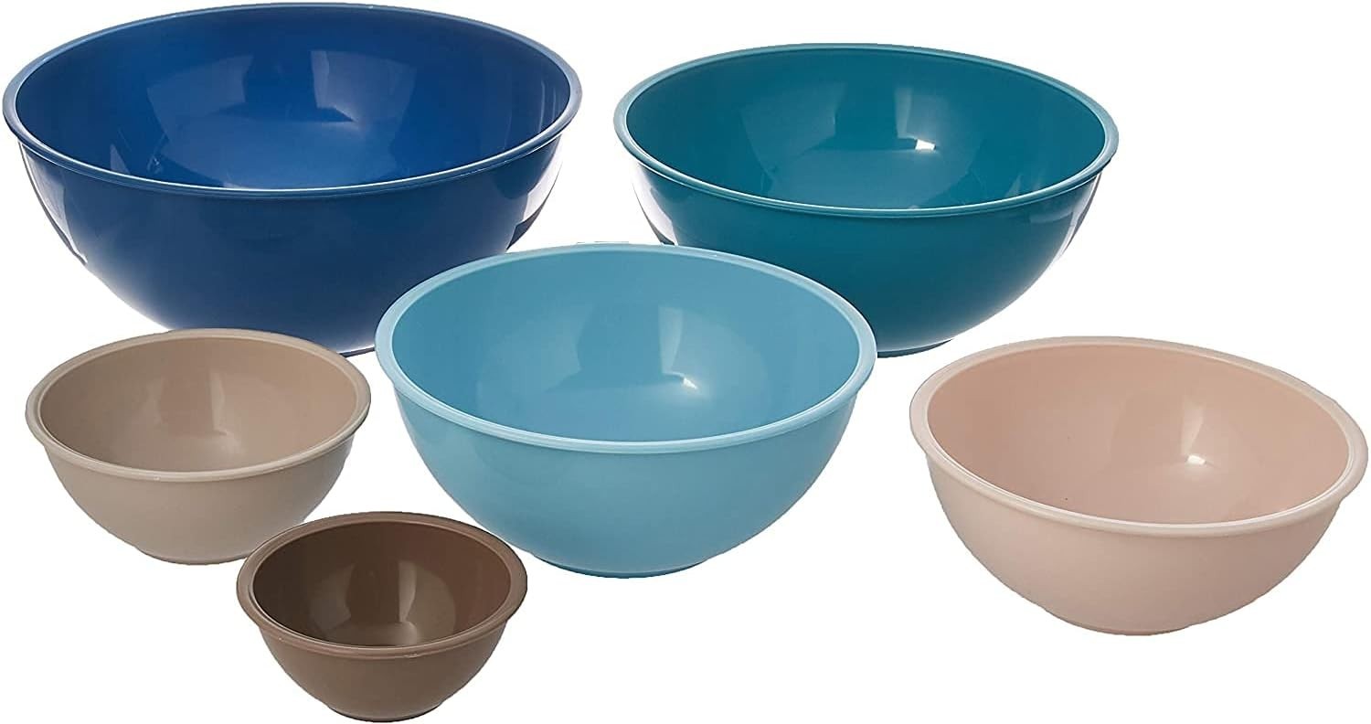 12-Piece Red Mixing Bowl Set – Nested, Lids Included, Food Storage