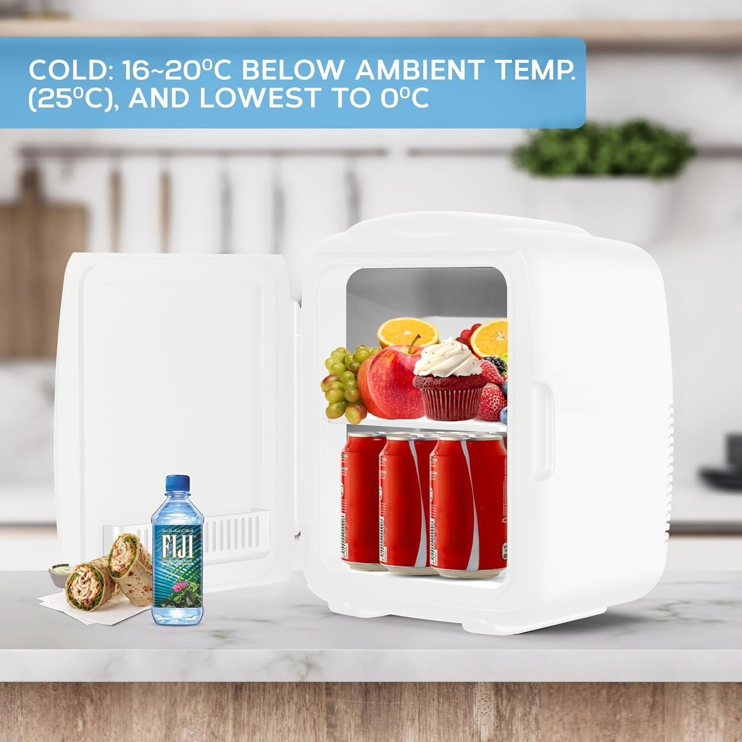 14L Mini Fridge Cooler & Warmer Portable White Mono AC/DC Frost Free