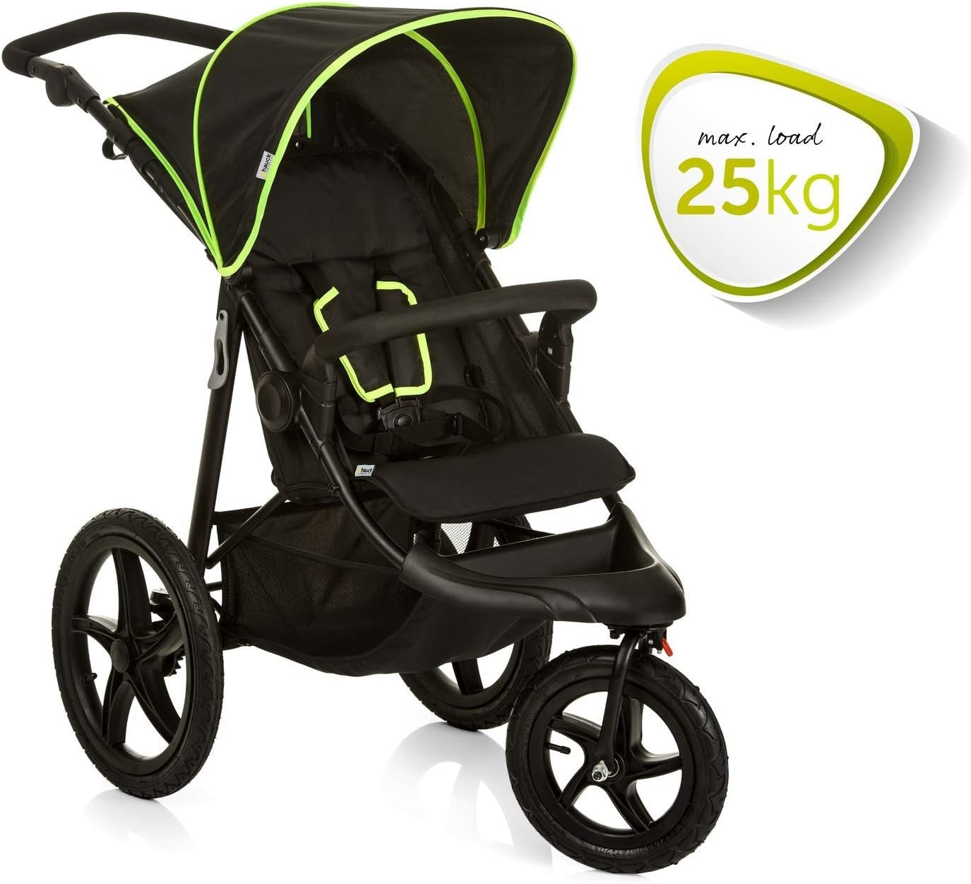 All Terrain Pushchair 3 Wheeler Air Tyre Stroller Reclining Seat Black Yellow