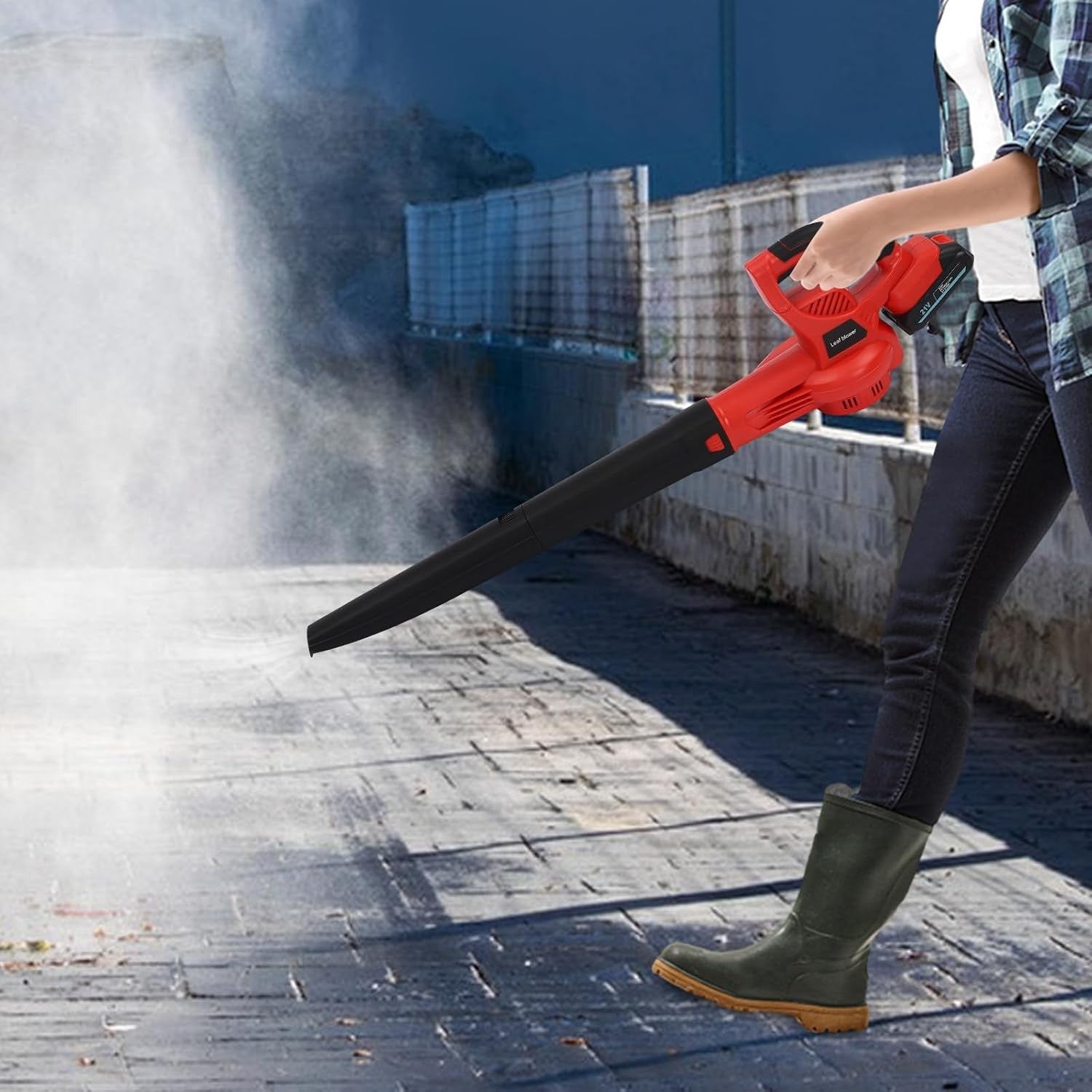 Cordless Leaf Blower 2 Batteries Lightweight Lithium Electric Garden Cleaner