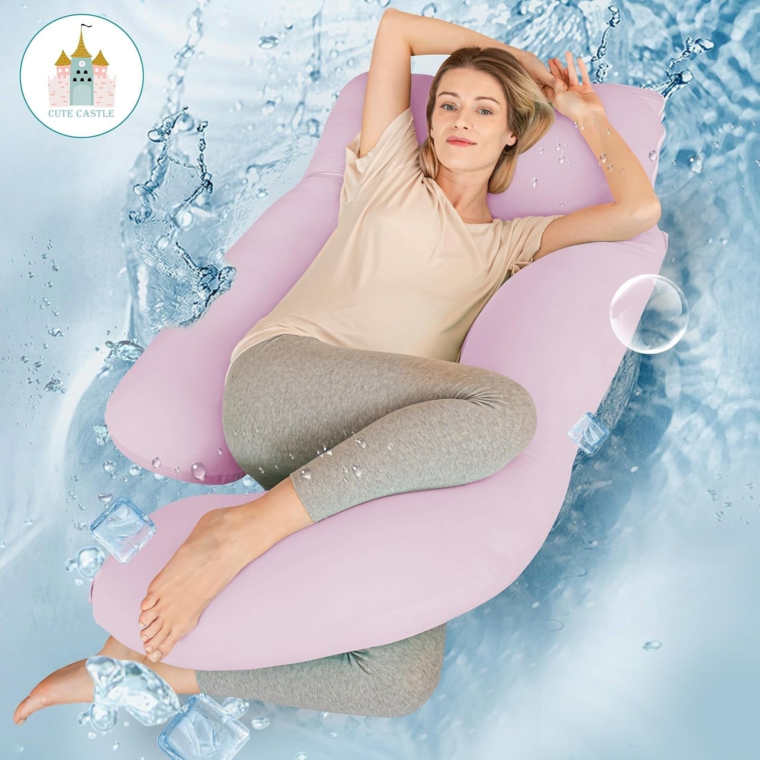 Pregnancy U Shape Body Pillow 57” Full Body Maternity Support Cooling