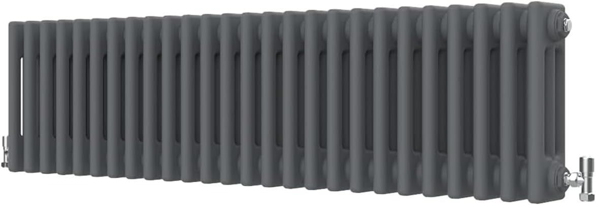 300x1190mm Anthracite 3 Column Cast Iron Style Radiator Central Heating
