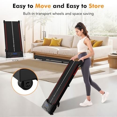 Portable Under Desk Walking Treadmill 0-14% Incline 6KM/H Home Office Gym