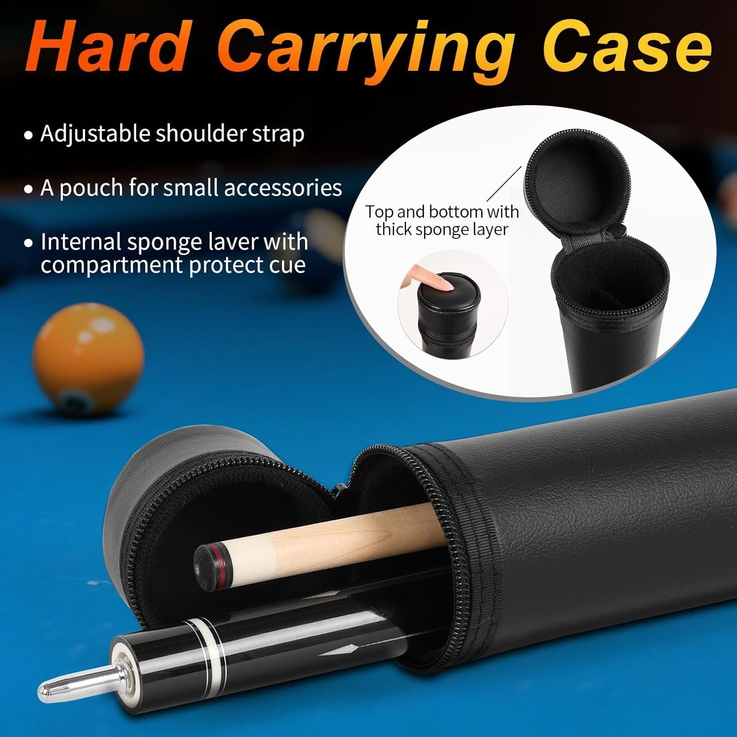 58" Adjustable Pool Cue 3 in 1 19oz–21oz Maple Billiard Stick Set