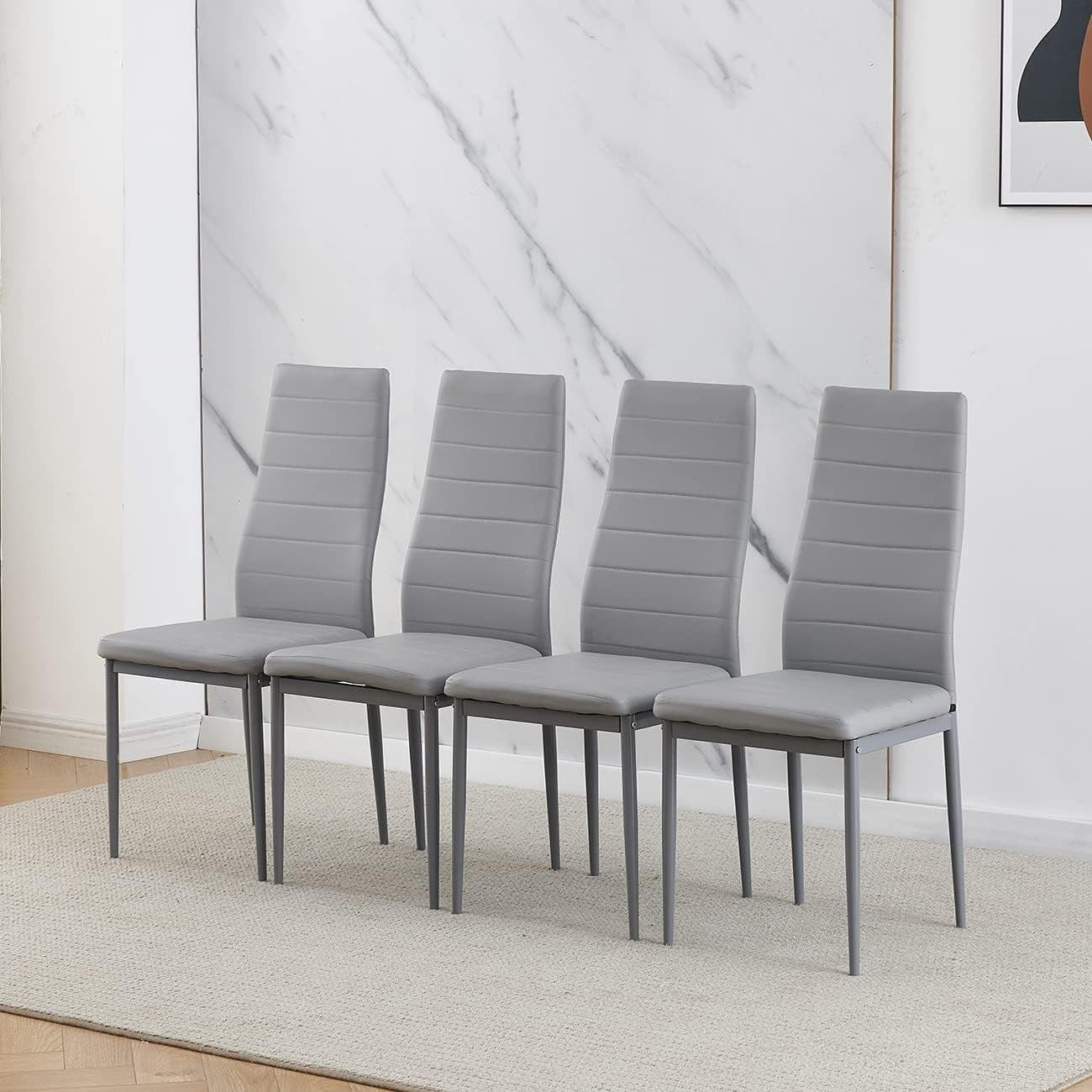 Space-Saving 3-Piece Modern Dining Set | White Table + Grey PU Chairs | Compact