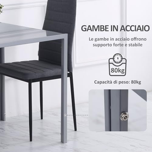 Square Glass Dining Table 75cm Metal Legs Seats 4 Grey Modern