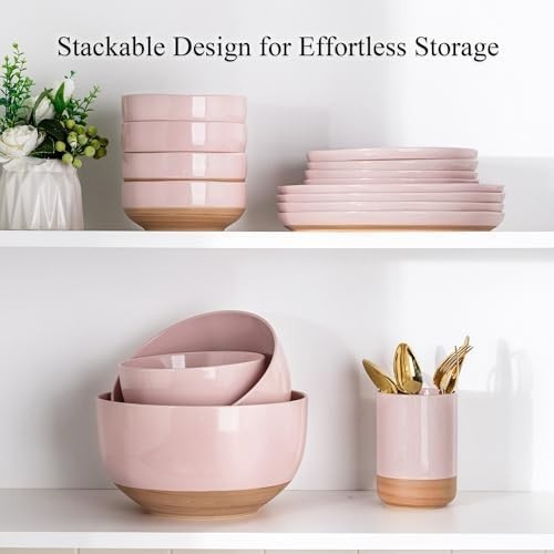 3-Piece Ceramic Mixing Bowls Set Nesting Microwave & Dishwasher Safe