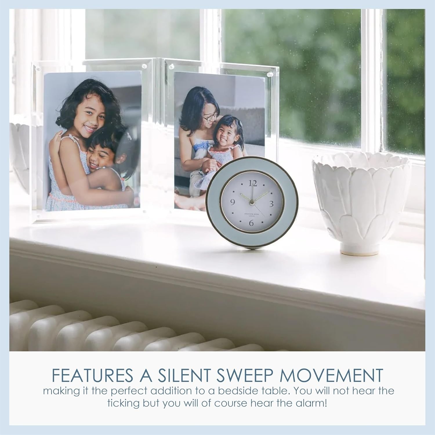 Silent Sweep Battery Alarm Clock Compact Bedside Home Decor