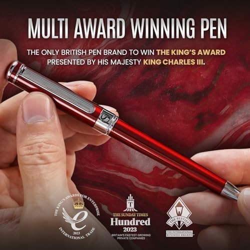 Luxury Ballpoint Pen – Brass, Crimson Red Chrome, Smooth Refillable Ink