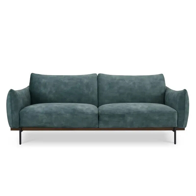 3 Seater Petrol Blue Velvet Sofa Modern Pillow Cushions Metal Legs