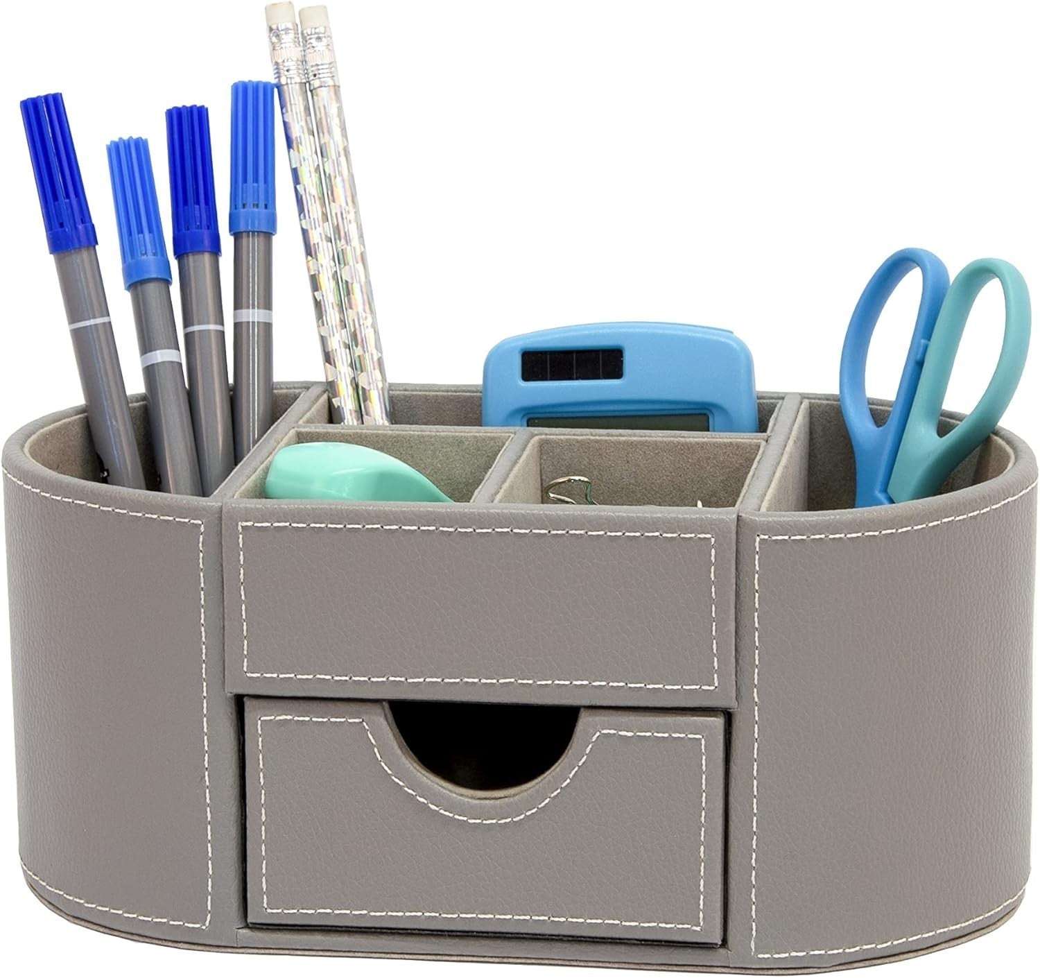 Faux Leather Desk Organiser 6 Compartments  Office Tidy 18-Pack