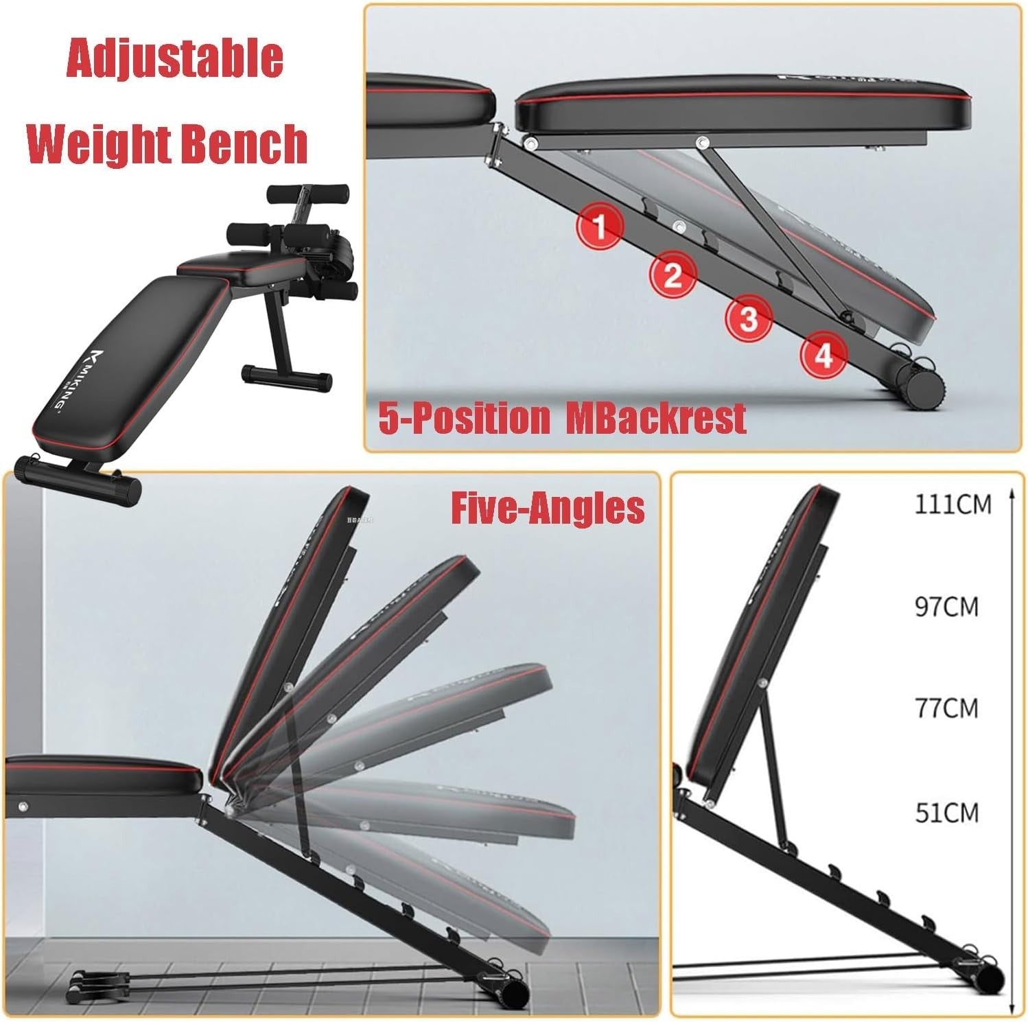 Weight Bench with Leg Extension Adjustable Incline Decline Home Gym