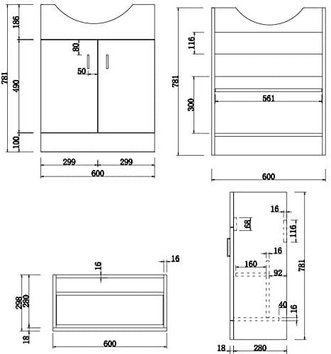 650mm White Gloss Vanity Sink Unit – Bathroom Basin Cabinet with Soft Close Door