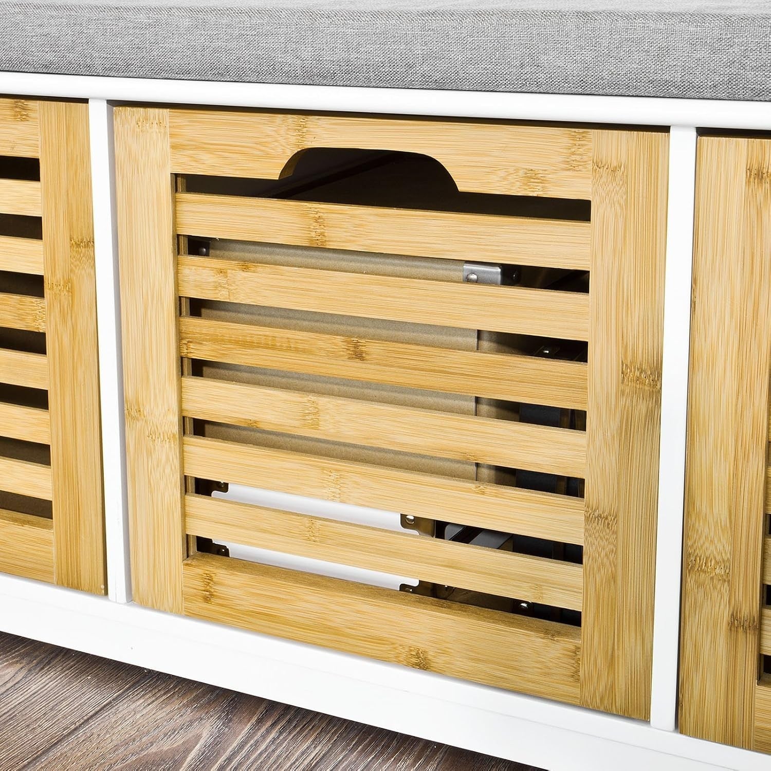 Wooden Shoe Storage Bench with 3 Drawers & Cushion, 120kg Load, Entryway