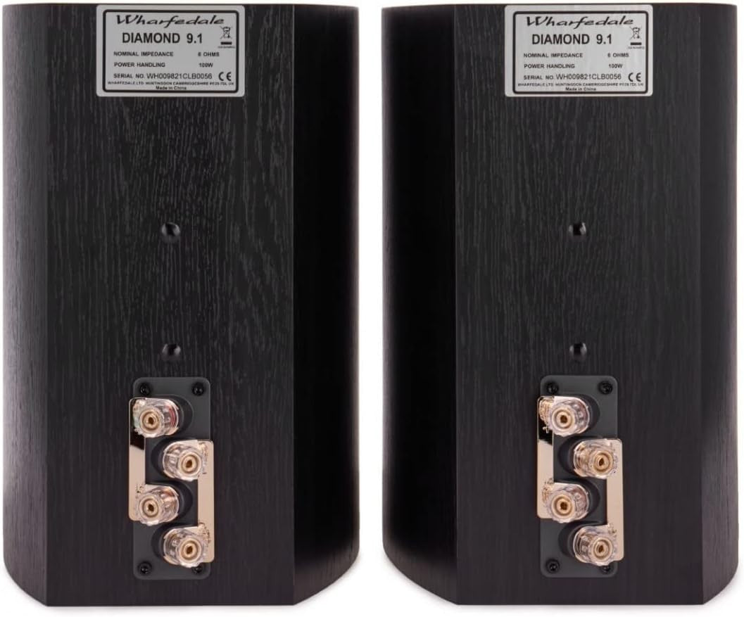 Wharfedale Diamond 9.1 100W Bookshelf Speakers Pair Black HiFi Audio