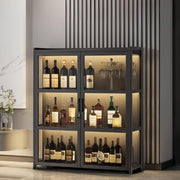 Large LED Wine Bar Cabinet Drinks Display Sideboard Storage Unit Black 106cm