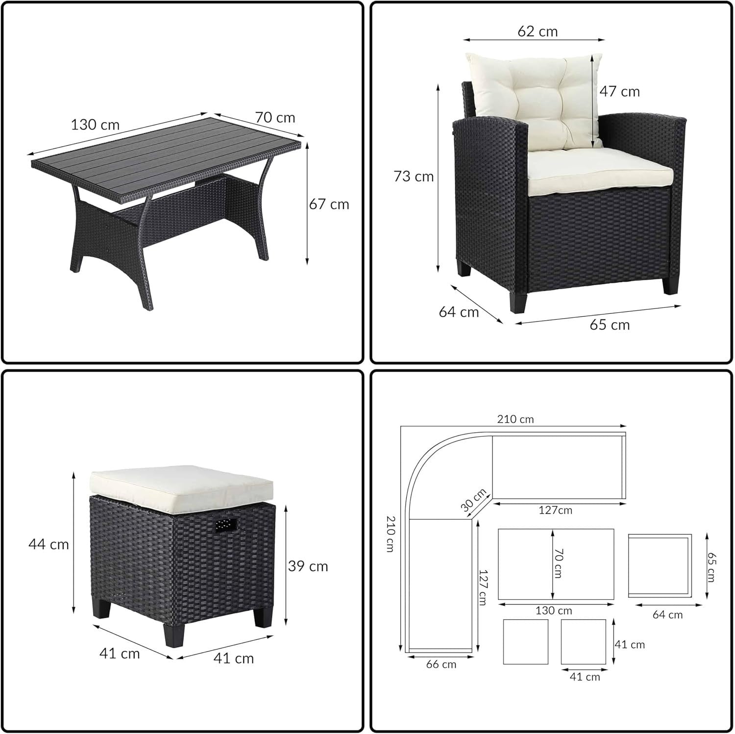 Poly Rattan Garden Dining Set 9 Seater Outdoor Corner Sofa Patio Furniture