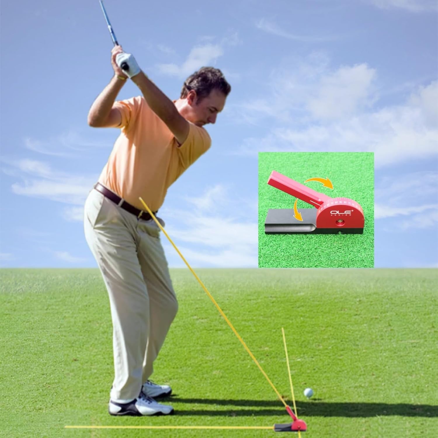 Golf Swing Trainer 3 Alignment Sticks Angle Dial Aid
