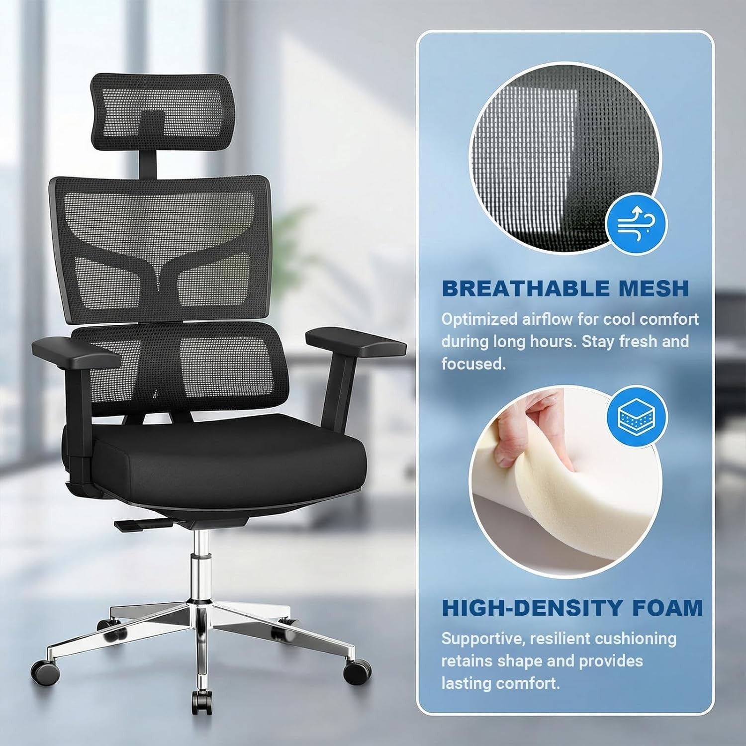 Heavy Duty Ergonomic Office Chair 200kg Mesh Big & Tall 3D Arms