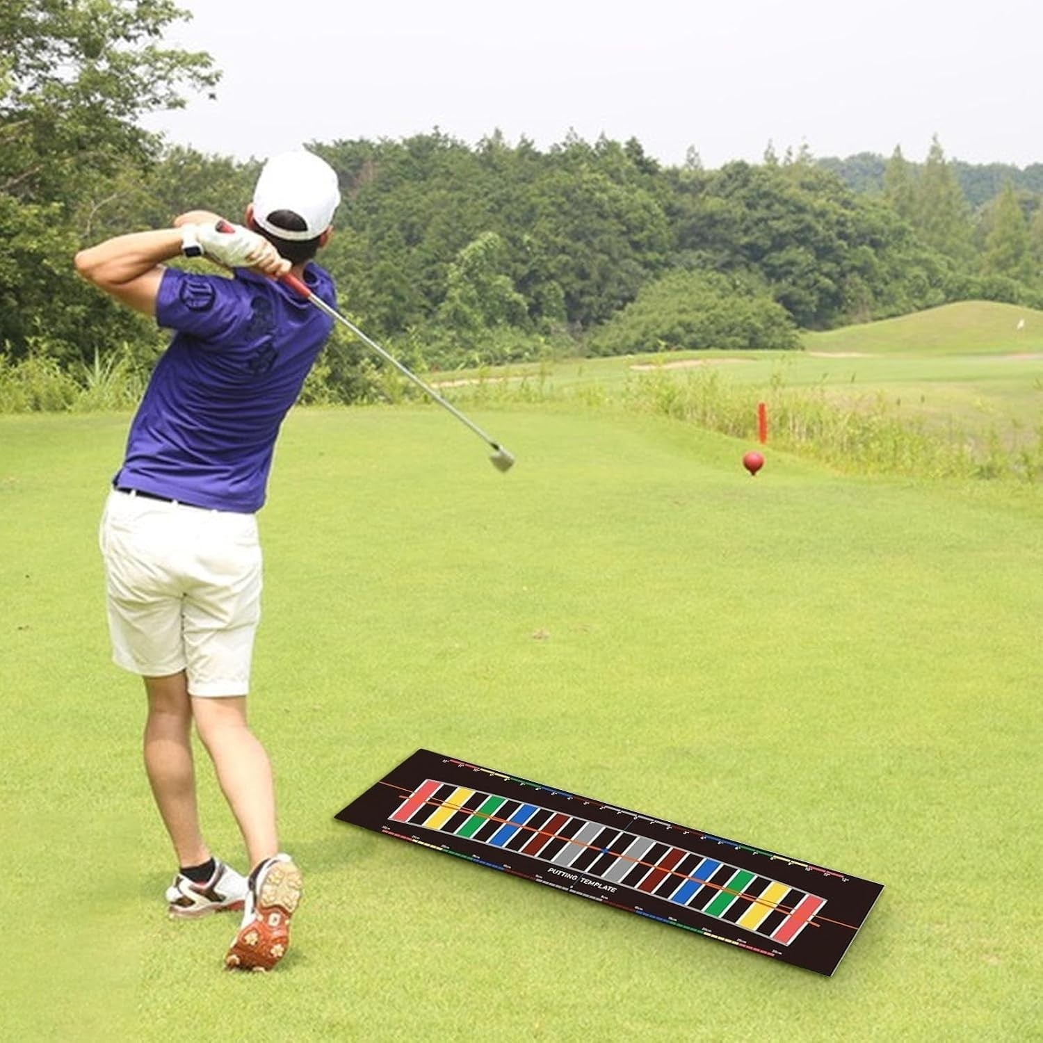 Golf Putting Mat Alignment Trainer 300cm Practice Aid Indoor Outdoor