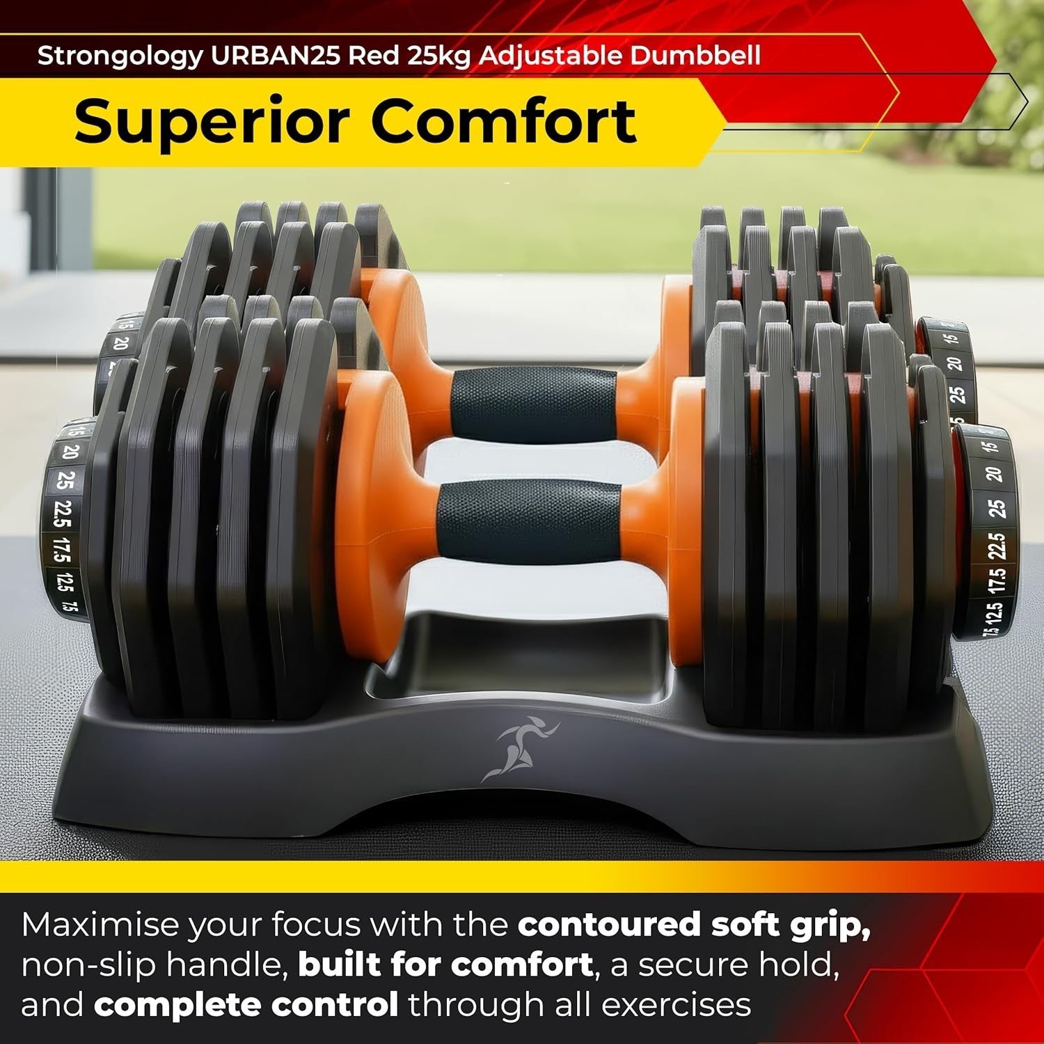 2.5–25KG Adjustable Smart Dumbbells Pair Dial System Home Gym
