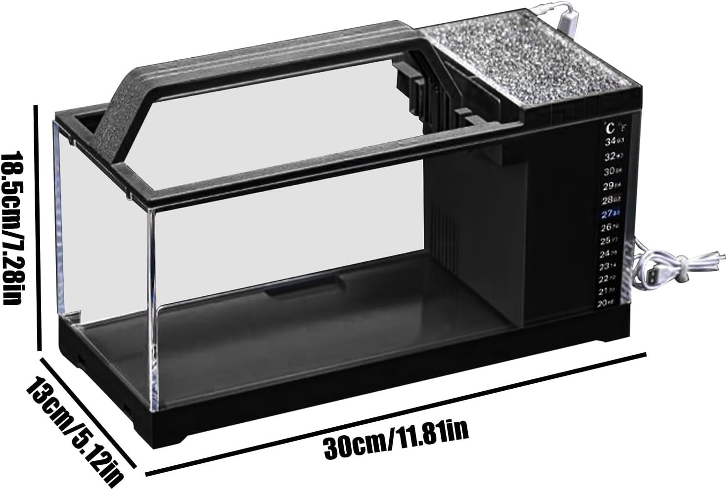 Betta Fish Tank Kit | Small Aquarium with LED Light & Quiet Filter Pump