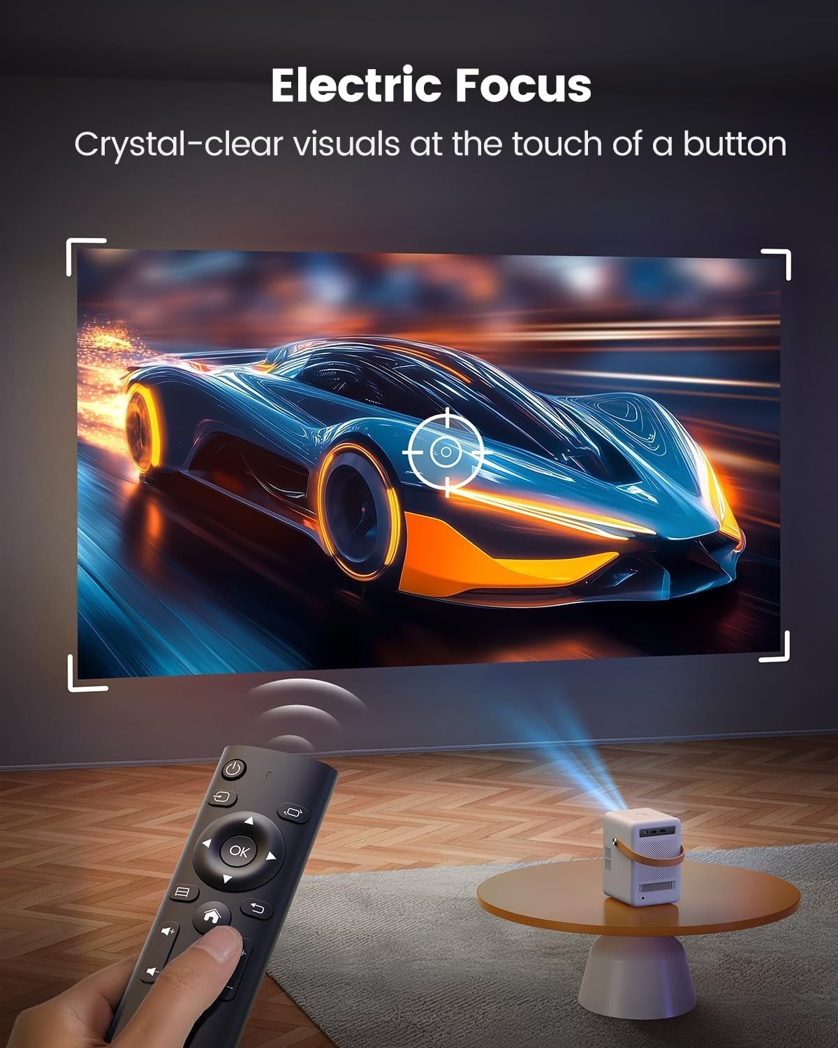 Battery Powered 1080P Smart Projector WiFi 6 Bluetooth Auto Focus Android