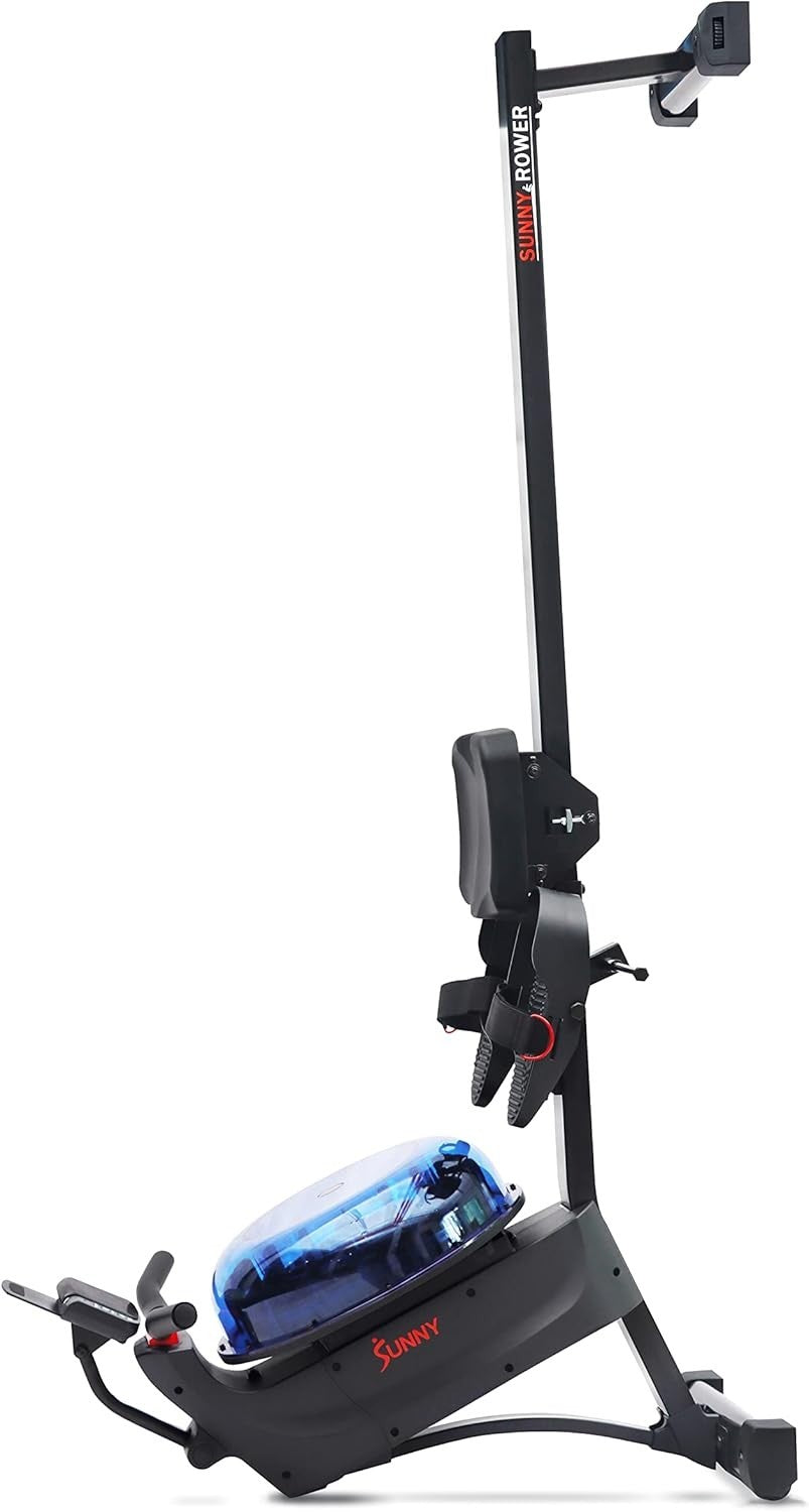 Dual Magnetic Water Rowing Machine Smart LCD App Long Rail Blue Rower 120KG