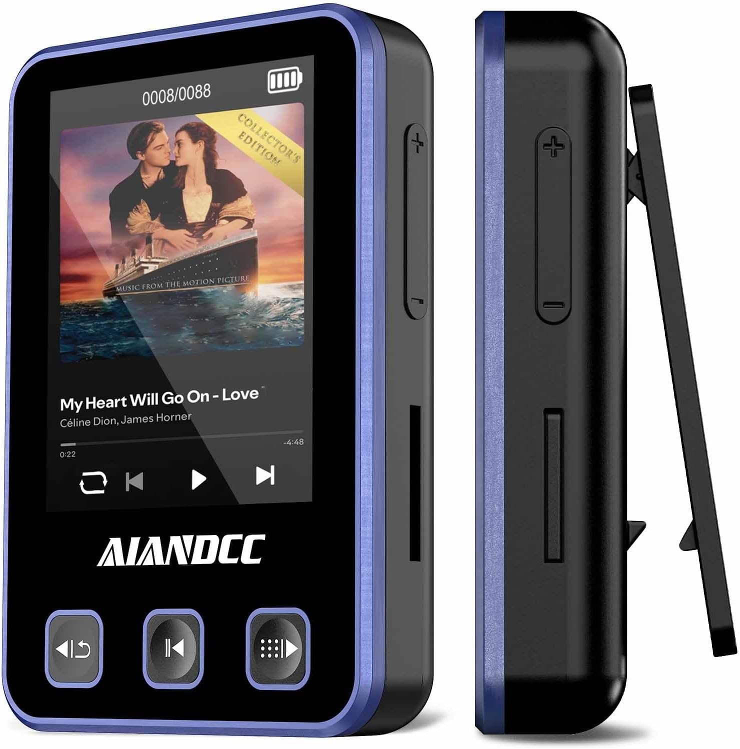 32GB MP3 Player Bluetooth Sports Clip with Armband & Earphones – Purple