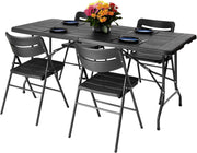 6ft Folding Table & 4 Chairs Set – Indoor/Outdoor, Space-Saving, Durable