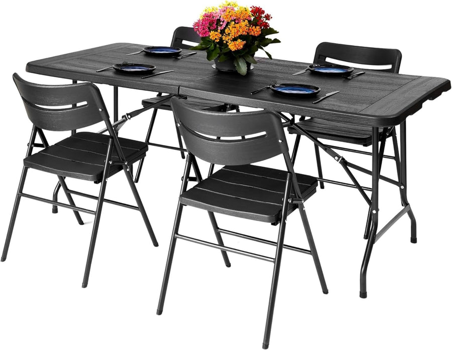 6ft Folding Table & 4 Chairs Set – Indoor/Outdoor, Space-Saving, Durable