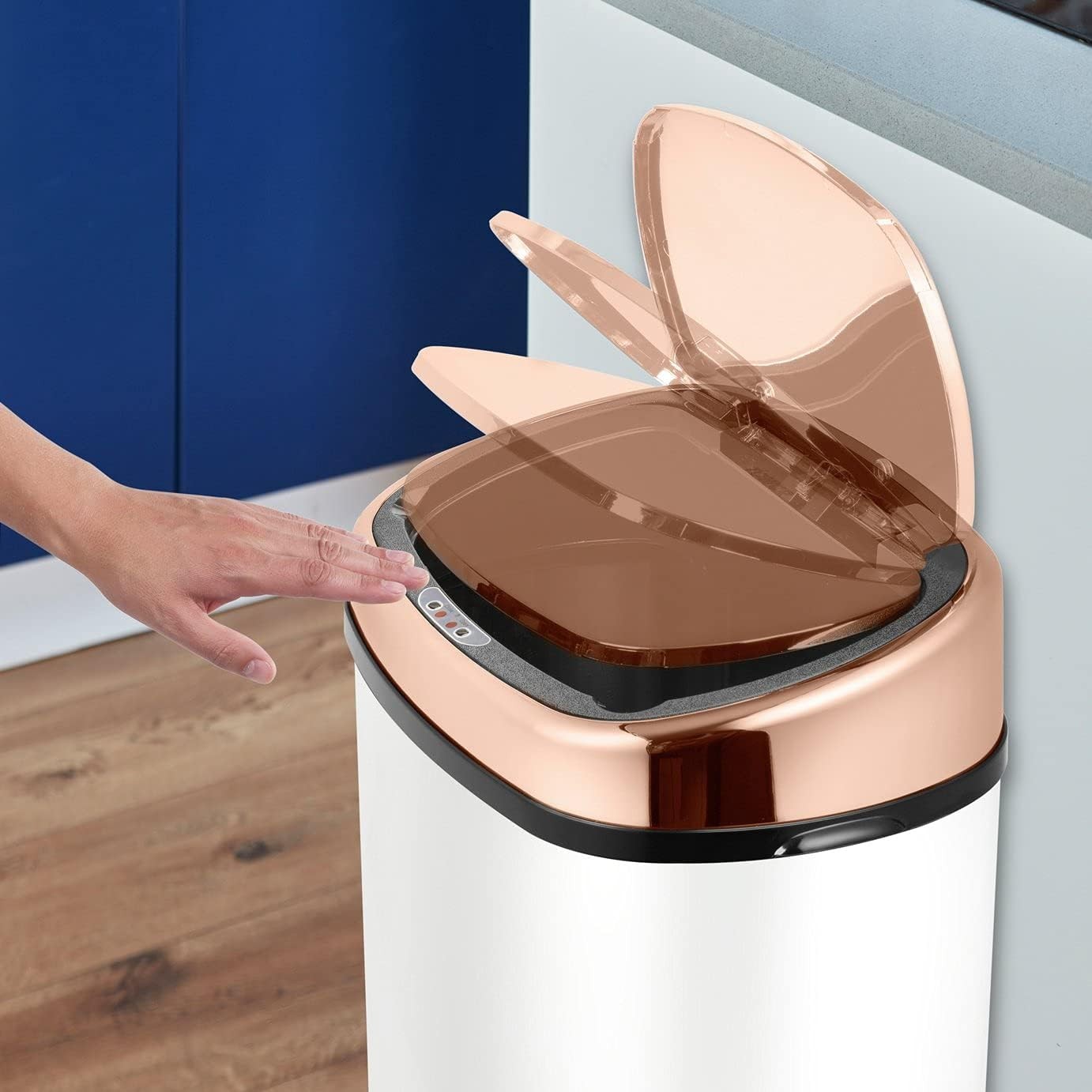 58L Sensor Kitchen Bin Automatic Soft Close White Rose Gold