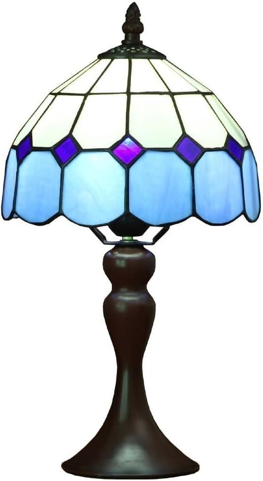 Stained Glass Table Lamp 8in Shade 15in Tall Bedside Accent Light E27