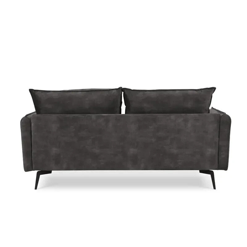 Luxury 2 Seater Velvet Sofa Steel Grey | Modern Comfy Couch with Metal Legs