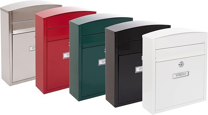 Wall Mounted Steel Mailbox White | Compact Lockable Post Box | Outdoor