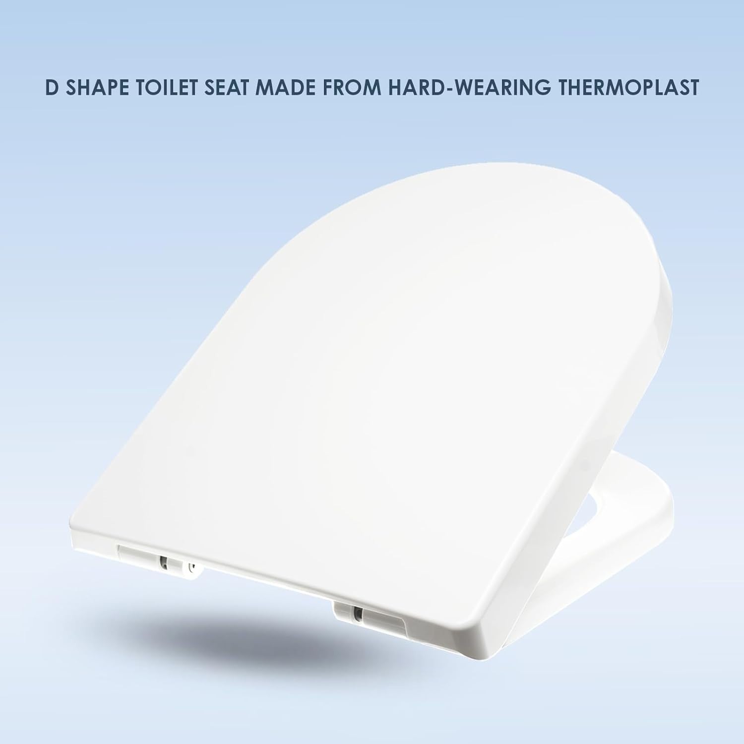White D-Shaped Toilet Seat Thermoplastic Quick Release Top & Bottom Fix 45x36cm