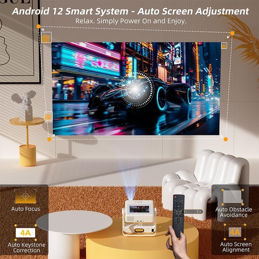 Smart Touch Screen Projector 1080P 4K Support WiFi Bluetooth 180°