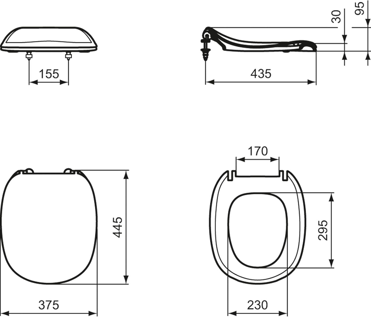 Kimera U-Shape Toilet Seat White Stainless Steel Hinges Durable