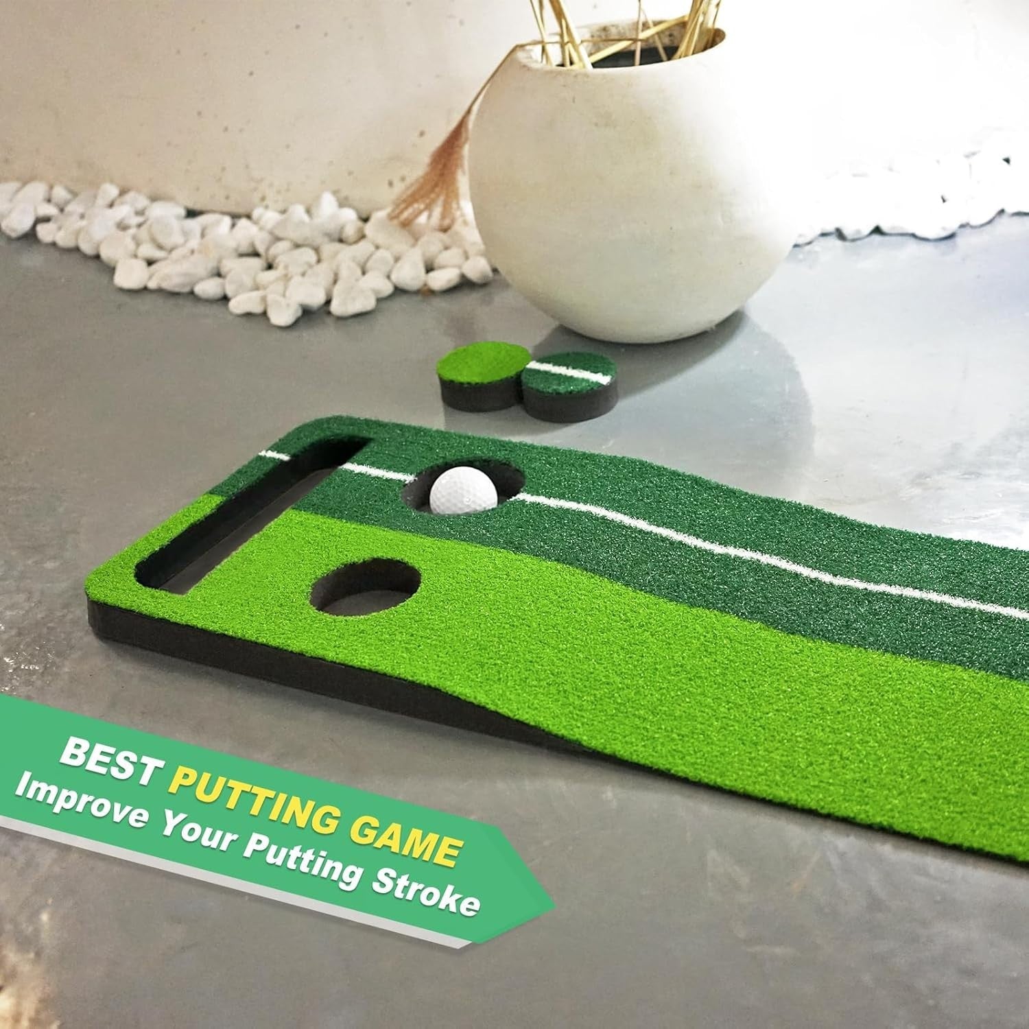 Indoor Golf Putting Green Mat Set Foldable Training Game Home Office