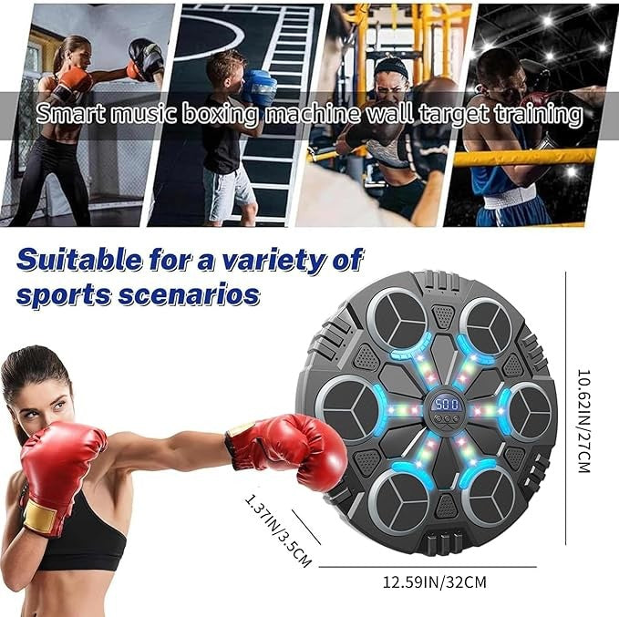 Music Boxing Wall Target with Gloves LED Reaction Trainer Home Gym Workout