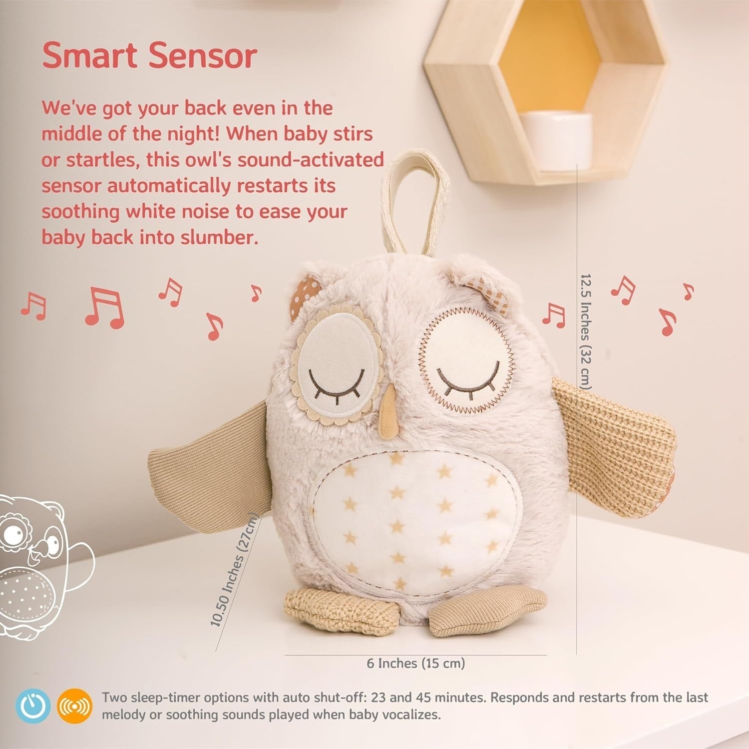 Nighty Night Owl Plush White Noise Baby Sleep Aid Cuddly Toy
