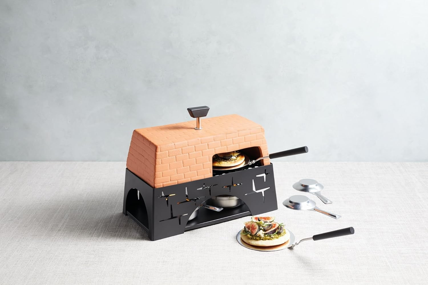 Mini Tabletop Pizza Oven | Terracotta & Metal Cooker for Garlic Bread