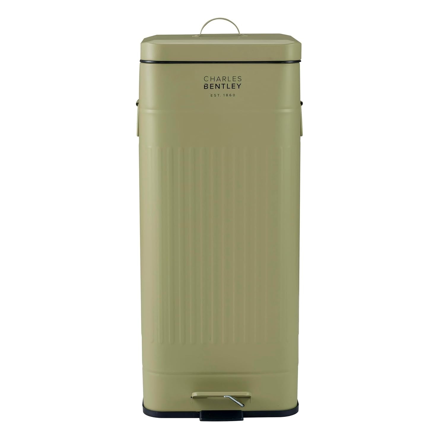 30L Kitchen Pedal Bin | Steel Retro Square Waste Can Sage Green