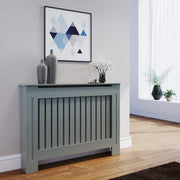 Medium Grey Radiator Cabinet with Shelf | Vertical Slat MDF Heater Cover