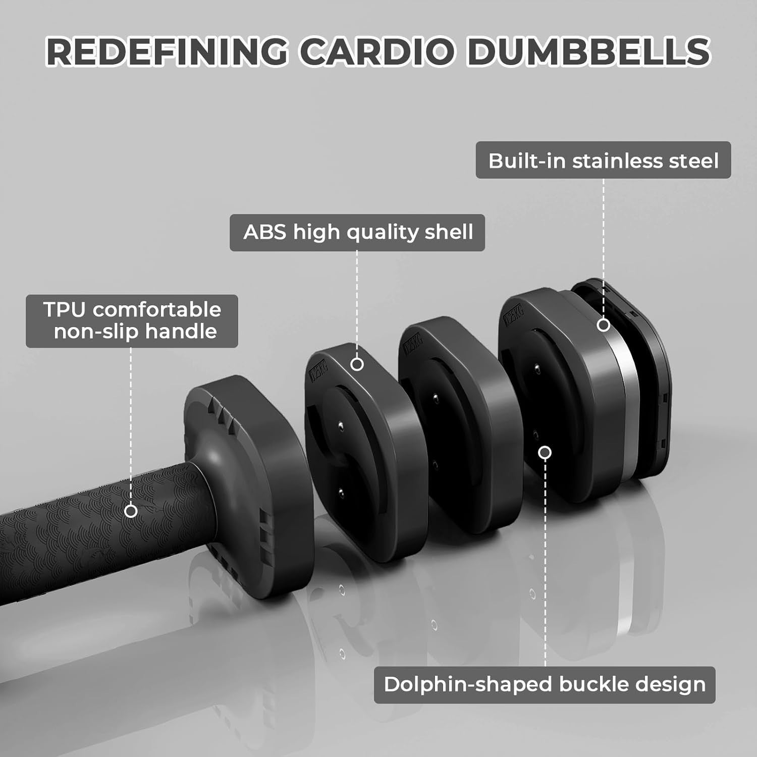 4-in-1 Adjustable Dumbbells Pair 2.5KG Compact Non-Slip Home Fitness
