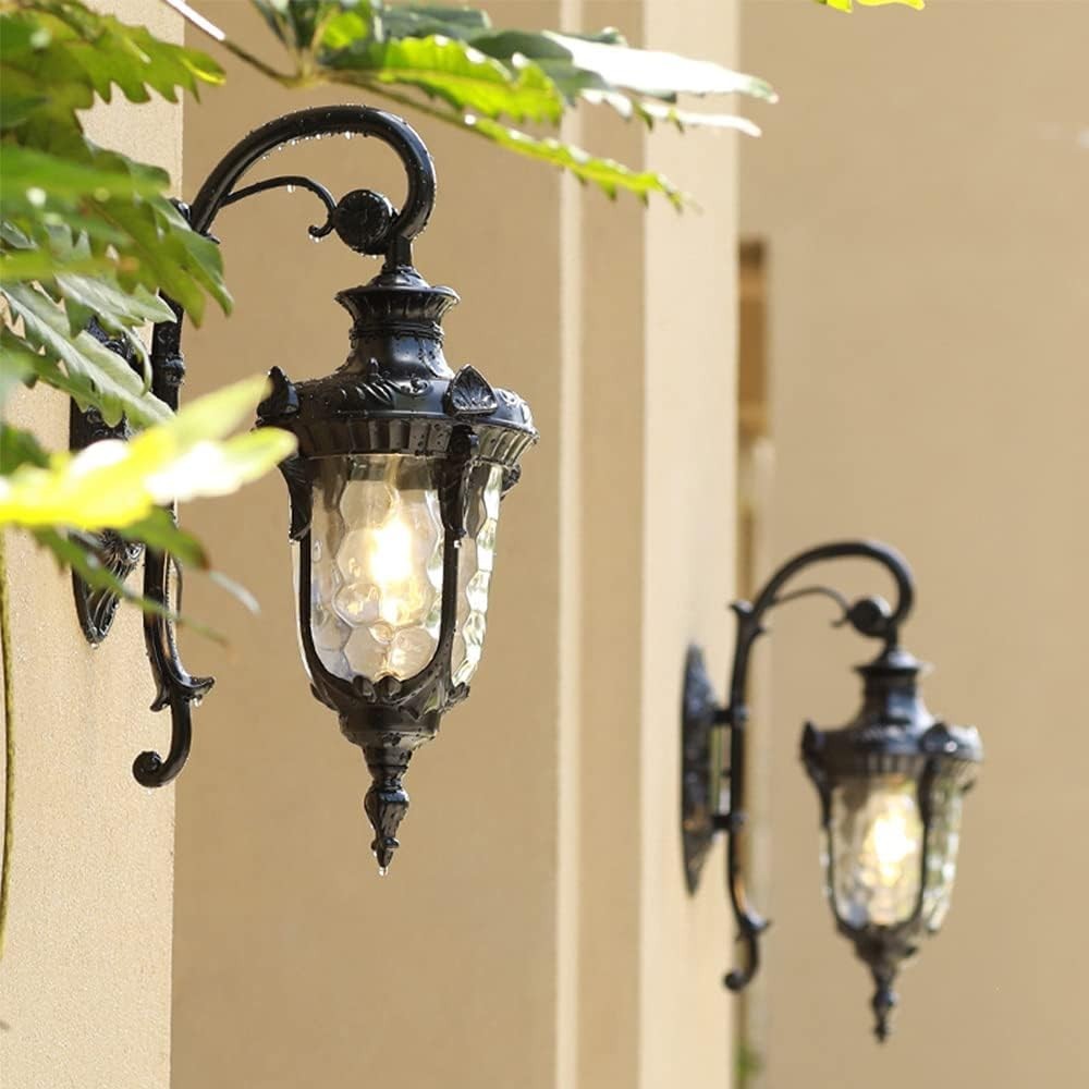 Black Outdoor Wall Lantern Waterproof Garden Light