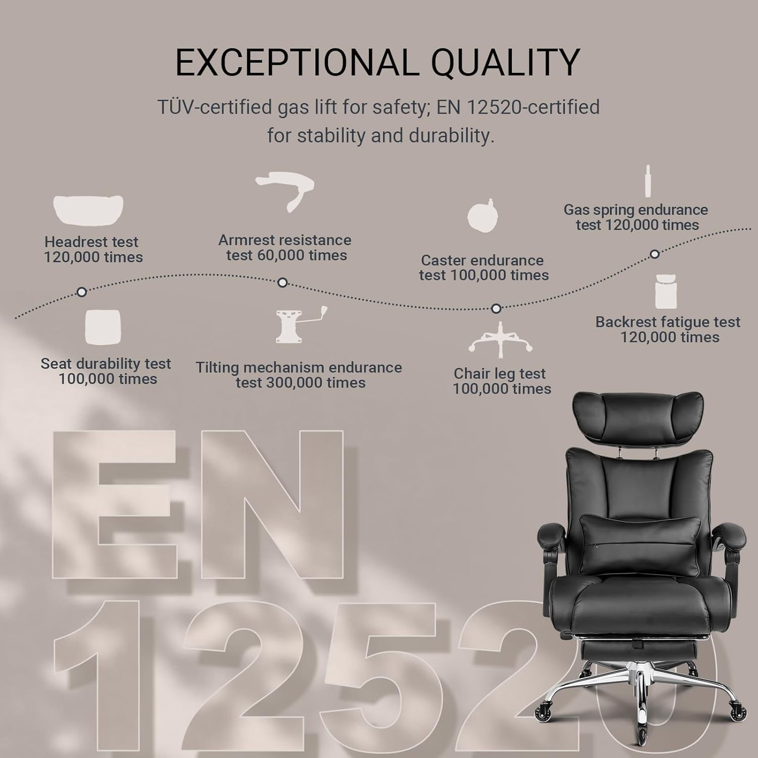 XXL Office Chair Recliner Big & Tall Ergonomic PU Leather Gaming Desk Seat