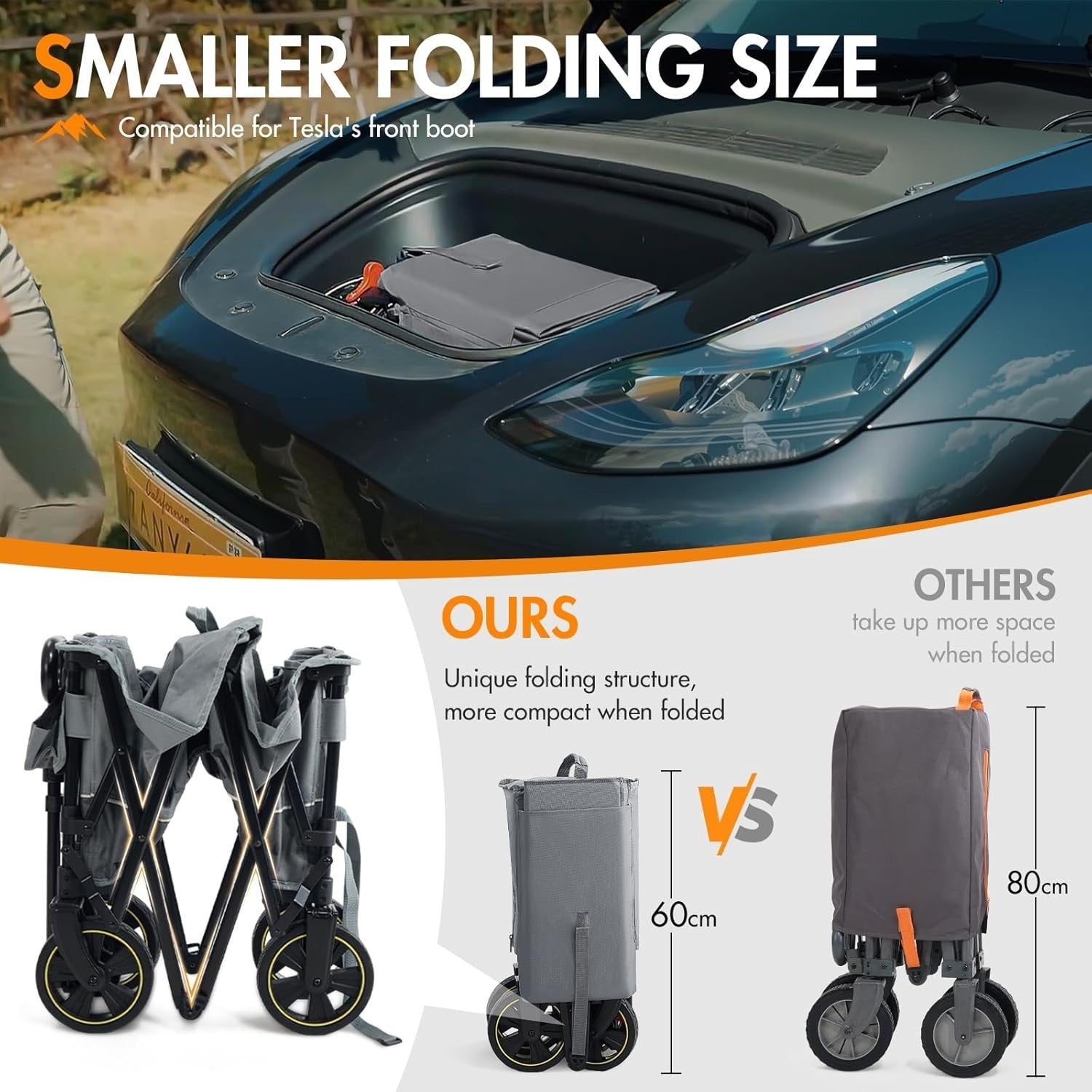 Grey 200L Folding Festival Trolley Heavy Duty Camping Beach Wagon w/ Brakes